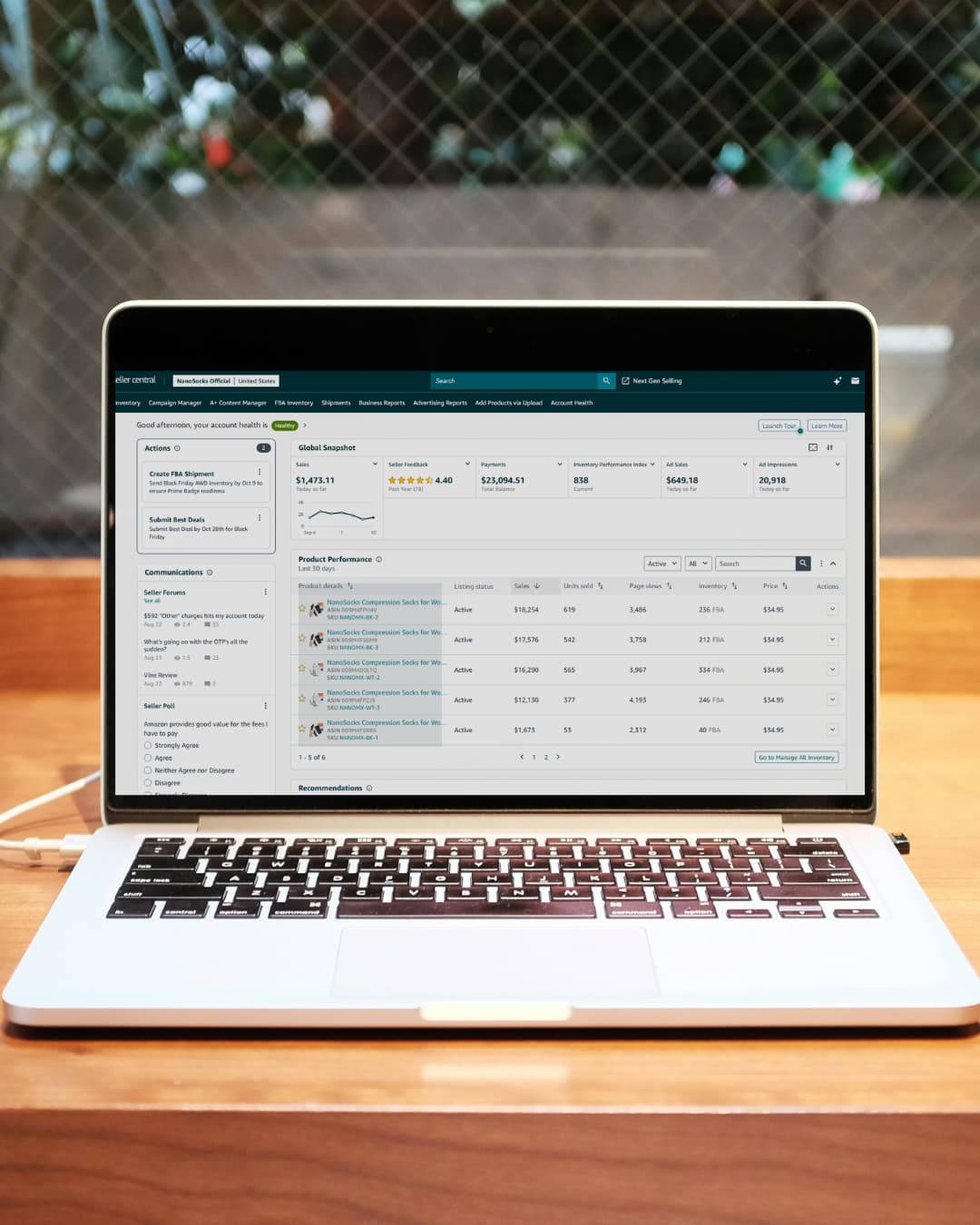 Amazon Seller Central Dashboard